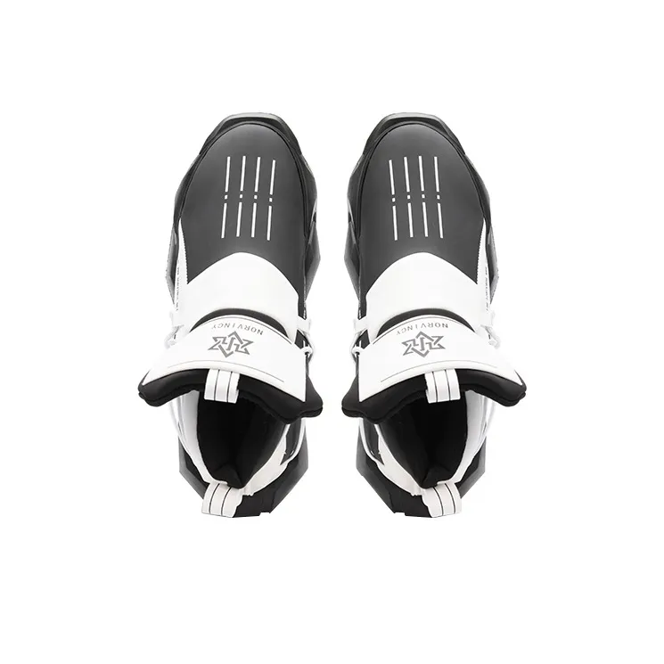 NORVINCY Chunky Sneakers Unisex Low Top Black White-2