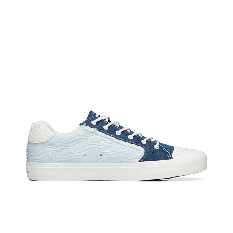 Anta Anti-Slip And Wear-Resistant Breathable Low-Top Canvas Shoes Men's White Blue-1