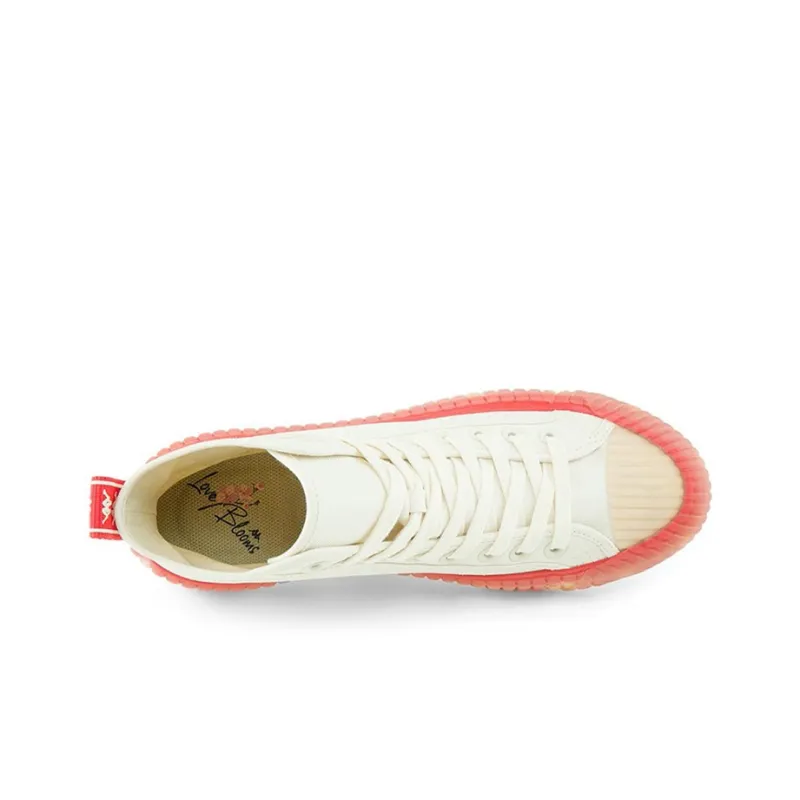 Kappa Anti Slip And Wear Resistant Coverage High Top Canvas Shoes Unisex Heron Feather White-2