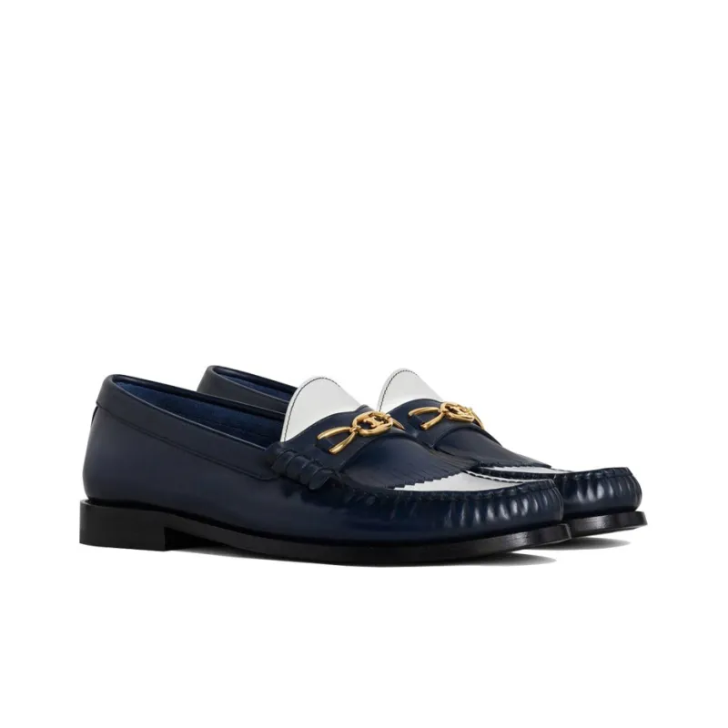 CELINE Triomphe Luco Maillon Loafers Women's Blue White-2