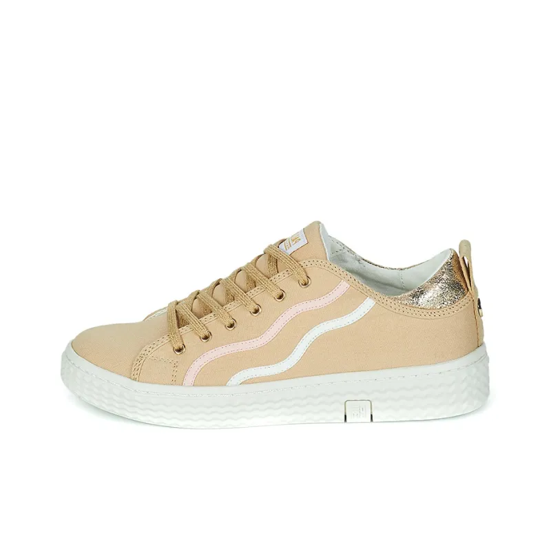 Palladium Anti Slip And Wear Resistant Height Increasing Low Top Canvas Shoes Women's Light Brown-0