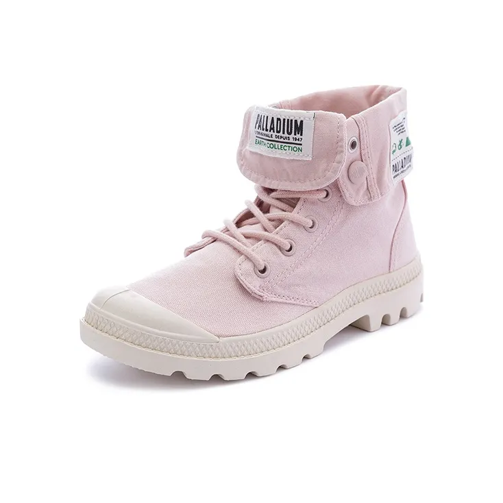 Palladium Baggy Organic Wear Resistant High Top Canvas Shoes Unisex Light Pink-2