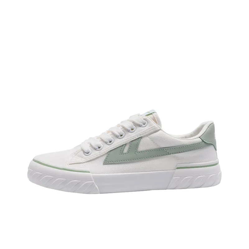 Warrior Wear resistant And Lightweight Low Top Canvas Shoes Unisex White Green-0