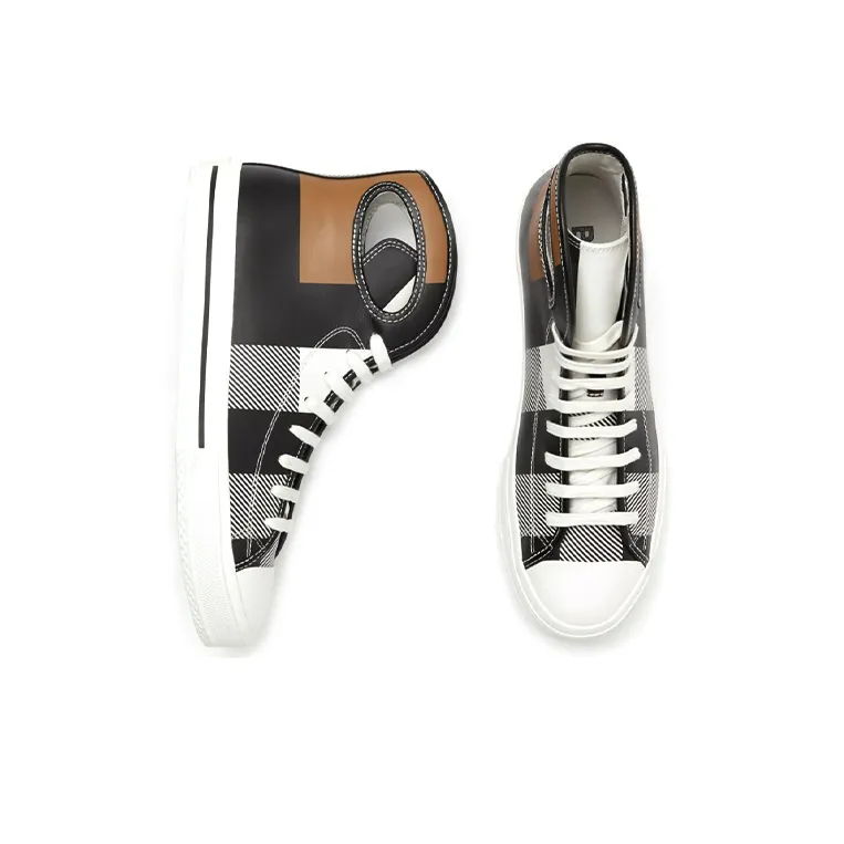 Burberry Larkhall High-Top Sneakers Check Print Leather-2