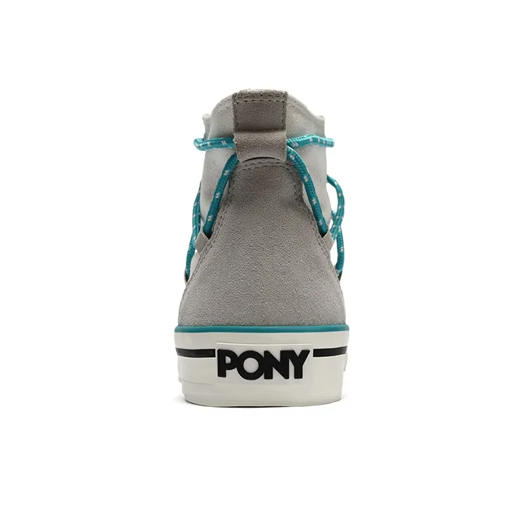 PONY Shooter Anti Slip And Wear Resistant Cushioning Breathable Coverage High Top Canvas Shoes Unisex White Gray-3