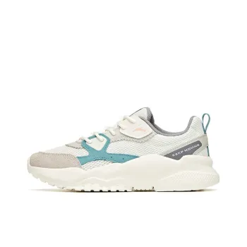 Anta Life Collection Cushioning Anti Slip Wear Resistant Breathability Low Top Chunky Sneakers Women's White Gray Green