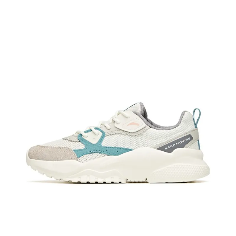 Anta Life Collection Cushioning Anti-Slip Wear-Resistant Breathability Low-Top Chunky Sneakers Women's White Gray Green-0