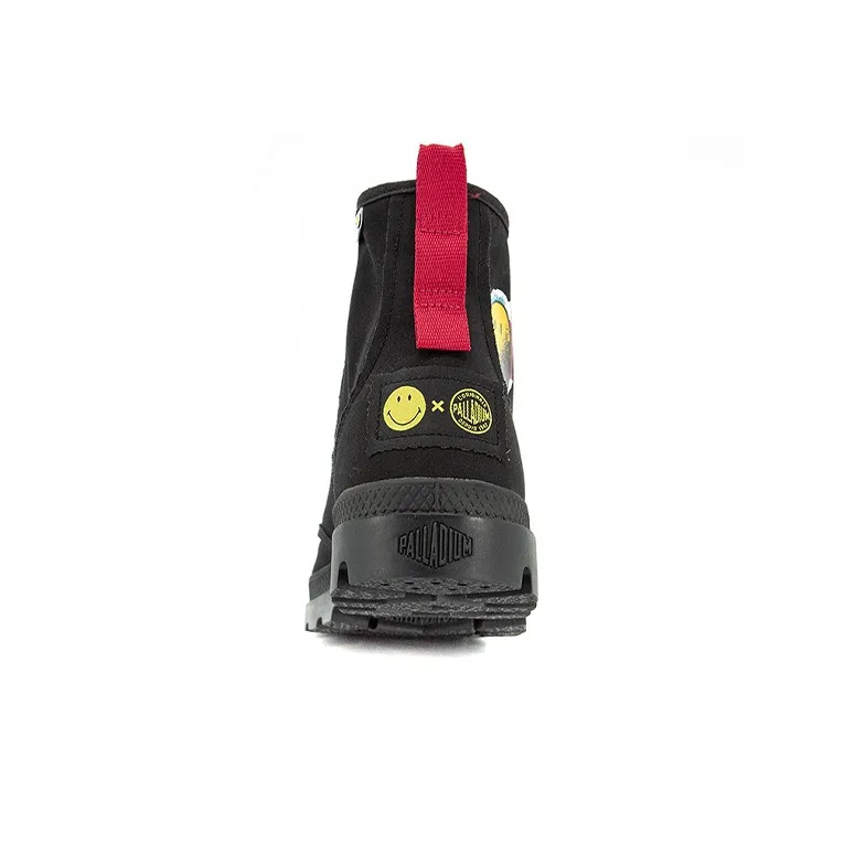Smiley X Palladium Pampa Canvas Shoes Unisex High Top Black-3