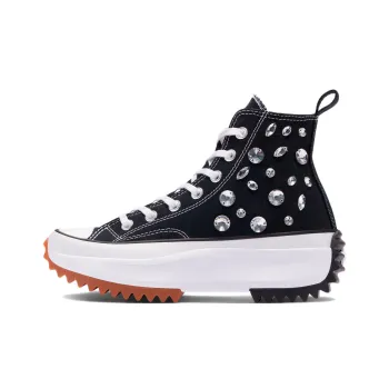 Converse Run Star Hike Platform Gems Durable Breathable High Top Canvas Shoes Unisex Black