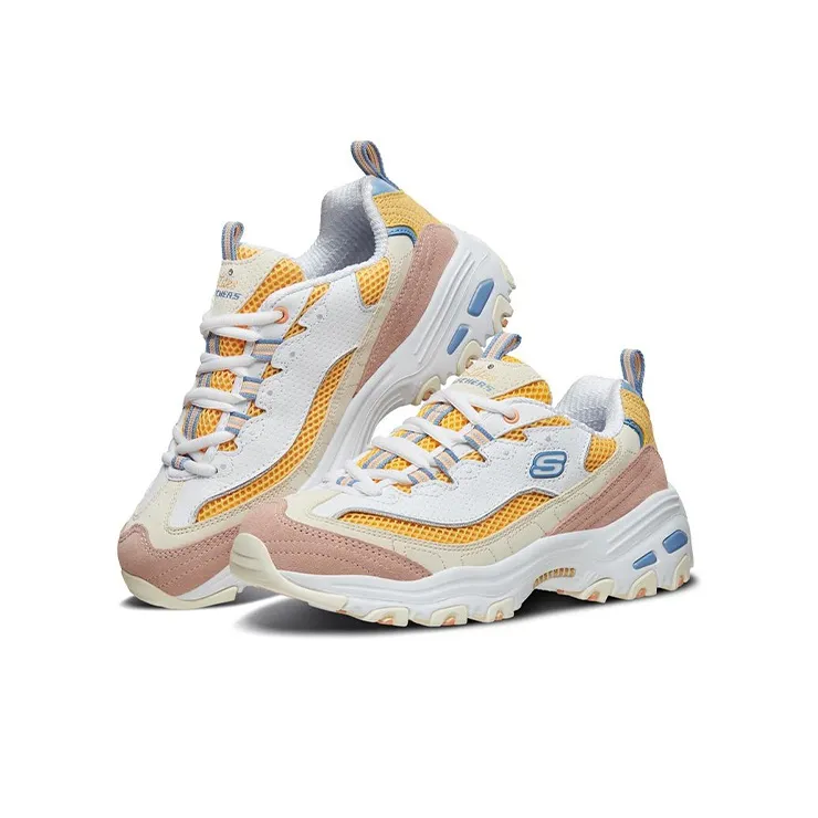 Skechers D'Lites 1.0 Low Running Shoes Gs White/Yellow Women's-2
