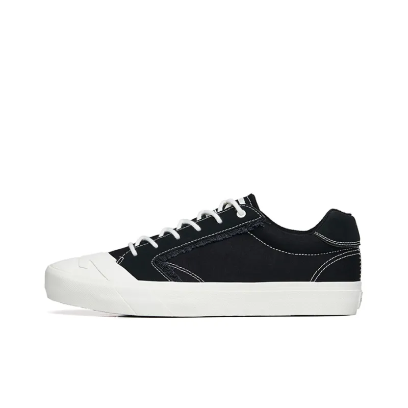 Anta Life Collection Anti Slip Wear Resistant Low Top Canvas Shoes Men's Black White-0