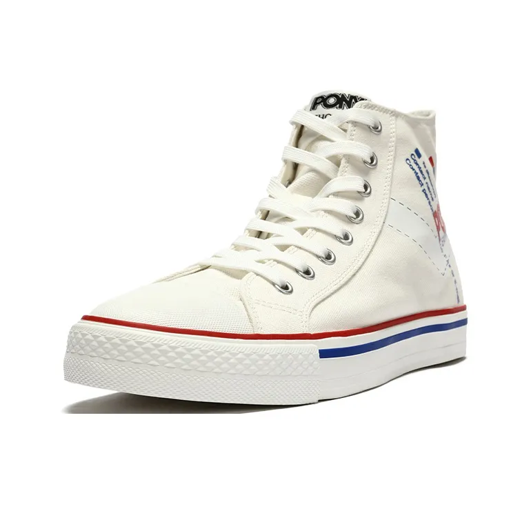 PONY Shooter Abrasion Resistant High Top Canvas Shoes Unisex Raw White-1