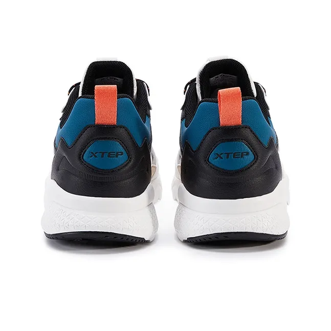 XTEP Life Collection Anti Slip Wear Resistant Low Top Chunky Sneakers Men's White Black Blue-3