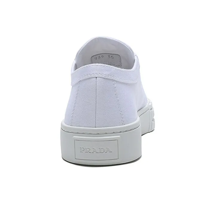 PRADA Wear resistant And Lightweight Low Top Canvas Shoes Women's White-4