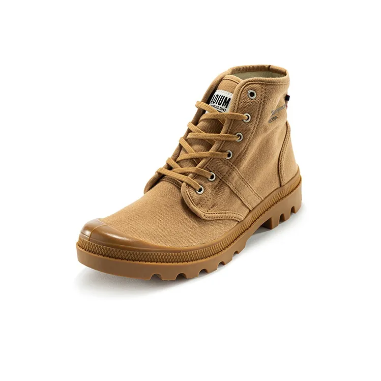 Palladium Anti-Slip Wear-Resistant Cushioning Breathable High-Top Canvas Shoes Unisex Antique Wood Color-1