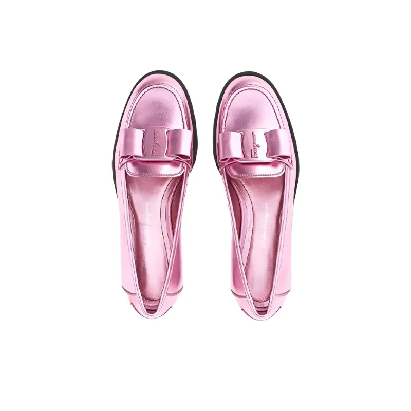FERRAGAMO Casual Single Shoes Low Heel 3cm Women's Pink-4