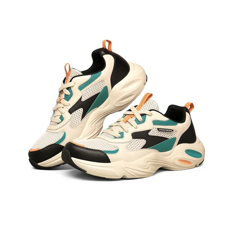 Skechers Stamina Airy Cushioning Anti Slip Wear Resistant Breathability Low Top Chunky Sneakers Men's Ecru-2