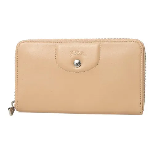LONGCHAMP Cow Leather Wallet Women's Beige