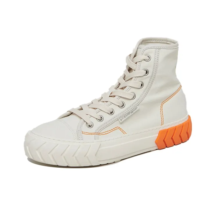 Both Canvas Shoes Women's High Top White/Orange-2