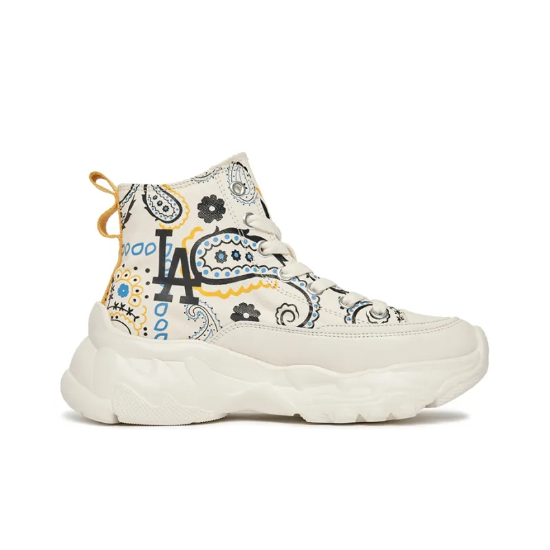 MLB Chunky High Canvas Shoes Unisex High Top White/Black/Blue Color-1