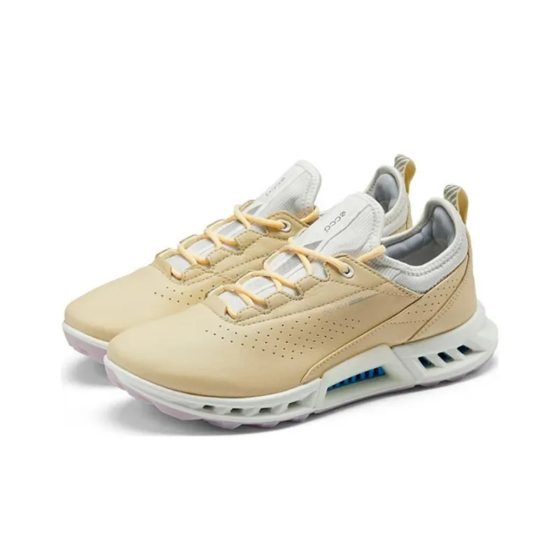 Ecco Cushioning Anti Slip And Wear Resistant Low Top Golf Shoes Women's Yellow White-1