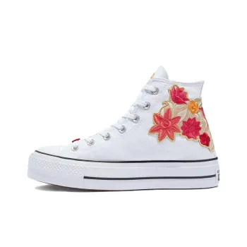 Converse Chuck Taylor All Star Lift Platform Embroidered Flowers White Women's