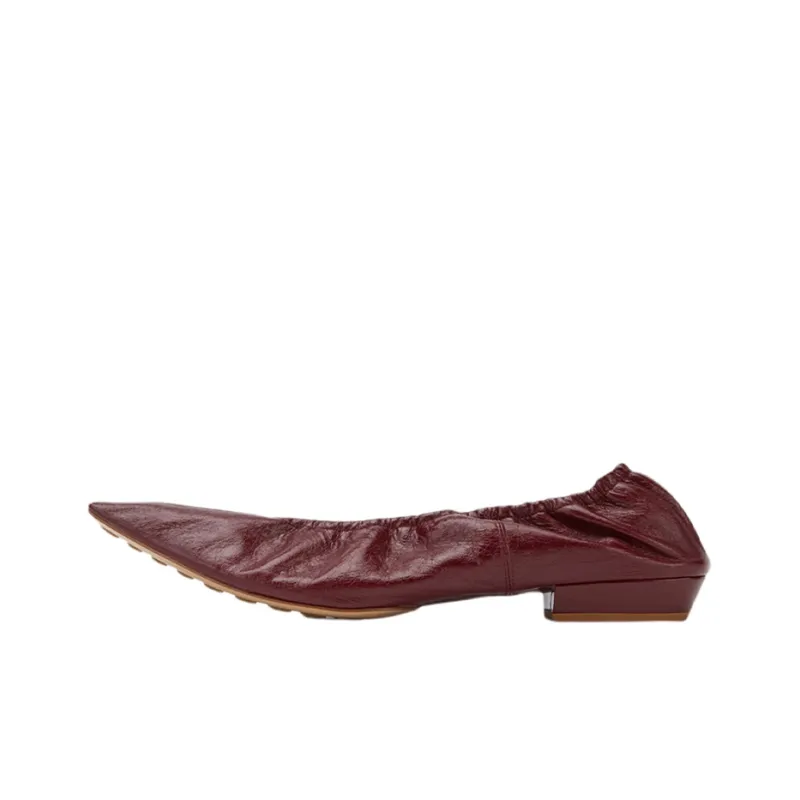 Bottega Veneta Almond Casual Single Shoes Women's Red Brown-0