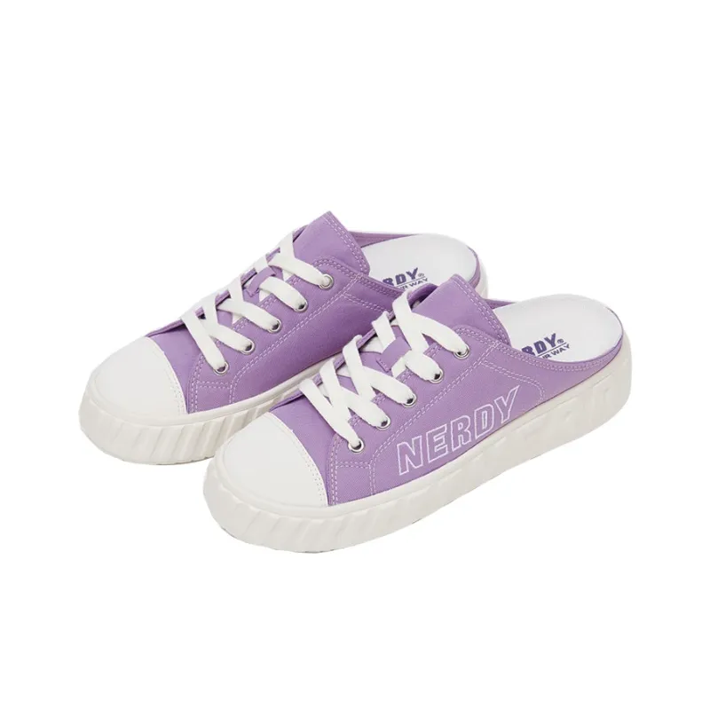 Nerdy Canvas Shoes Unisex Low-Top Purple-1