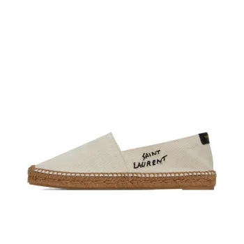 SAINT LAURENT Embroidered Espadrilles Natural Beige Canvas Women's