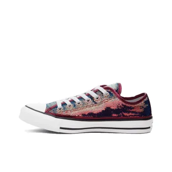 Converse Chuck Taylor All Star Mini Sequins Anti-Slip Wear-Resistant Low-Top Canvas Shoes Women's Fuchsia