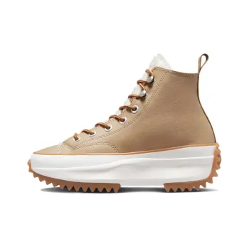 Converse Run Star Hike Hi Platform Sherpa Leather Nomad Khaki Egret Wheat Women's