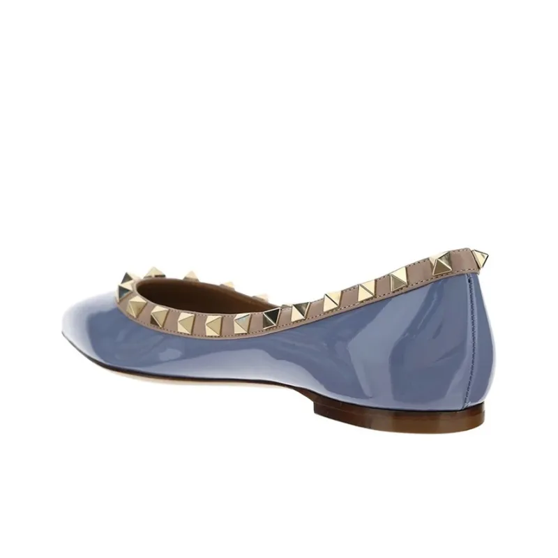 Valentino Rockstud Casual Single Shoes Women's Blue-4