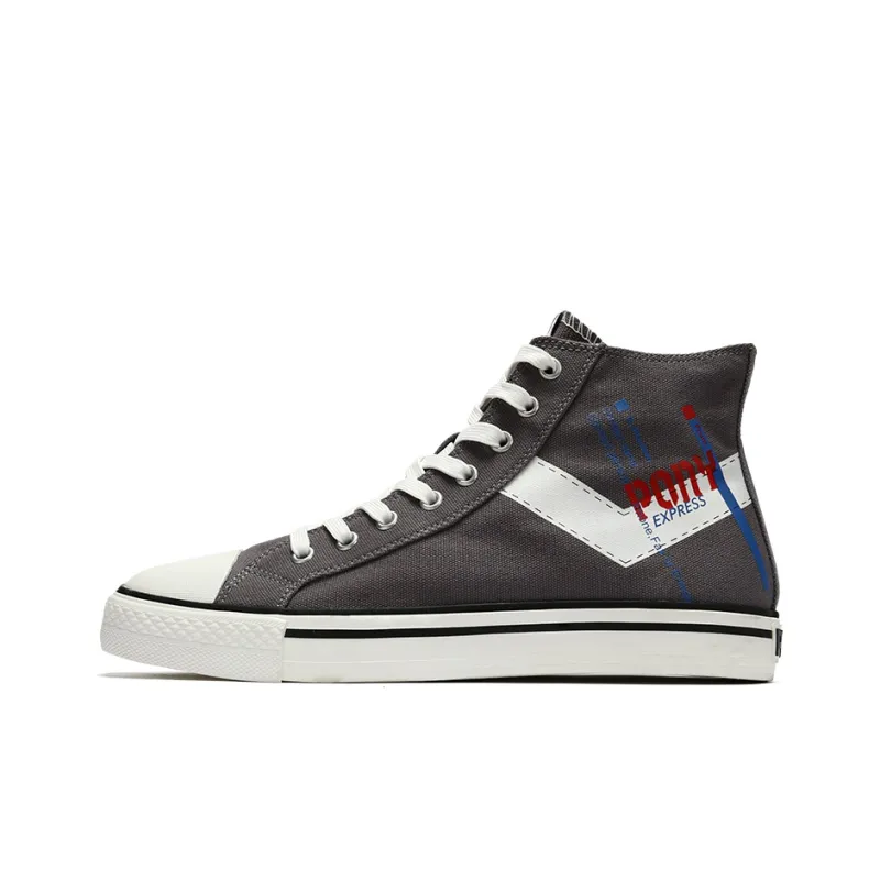 PONY Shooter Abrasion Resistant High Top Canvas Shoes Unisex Gray White-0