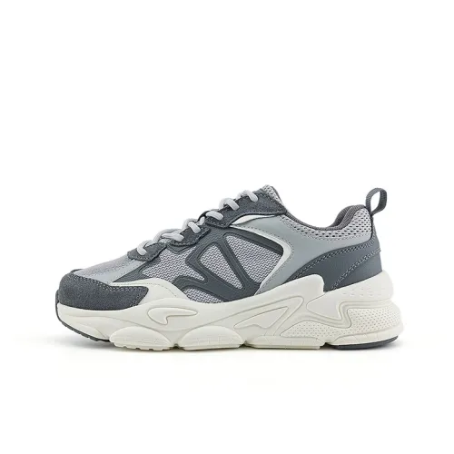 Kappa Anti Slip Wear Resistant Low Top Chunky Sneakers Unisex Gray