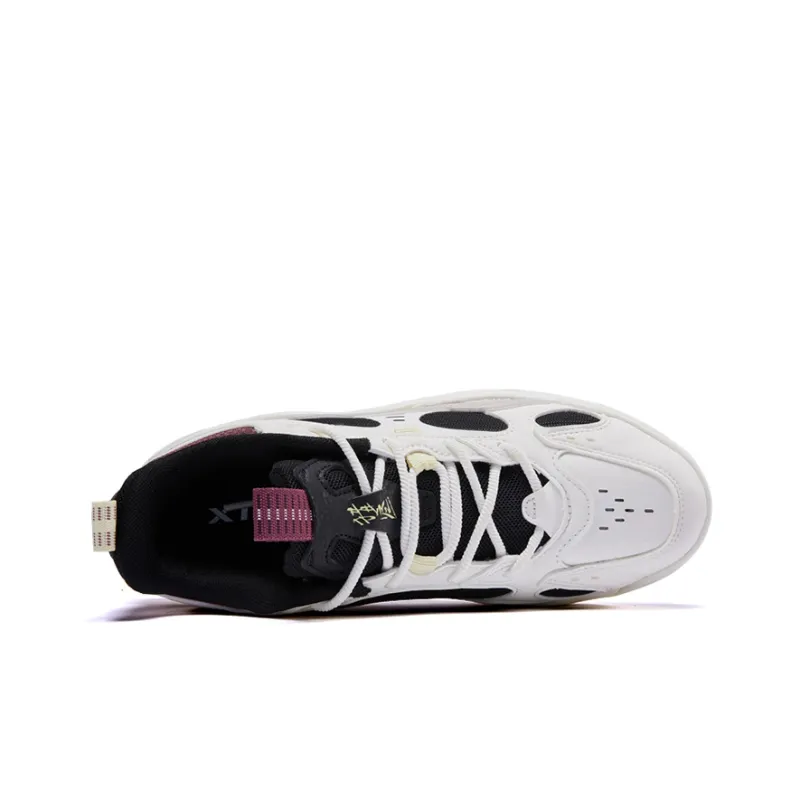 XTEP Liekong 2.0 Chunky Sneakers Women's Low Top Canvas White/Black/Ivory White-2