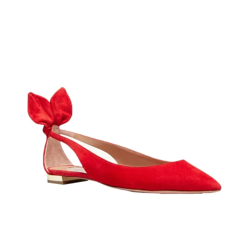 AQUAZZURA Bow Tie Suede Ballerinas-2