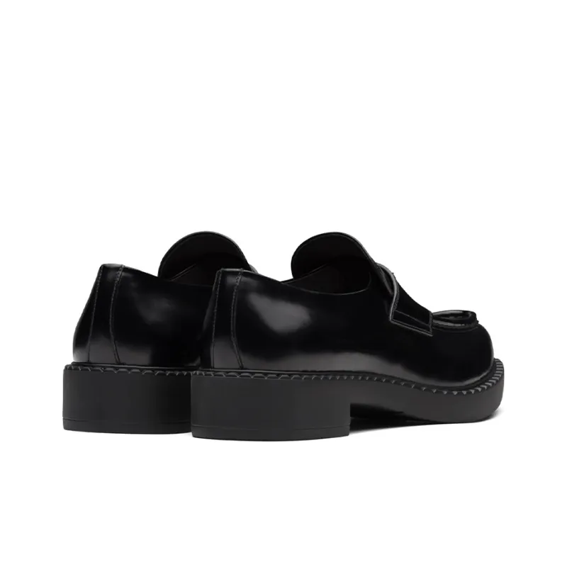PRADA Chocolate Sharp Brushed Pointed Loafers Black Women's-3