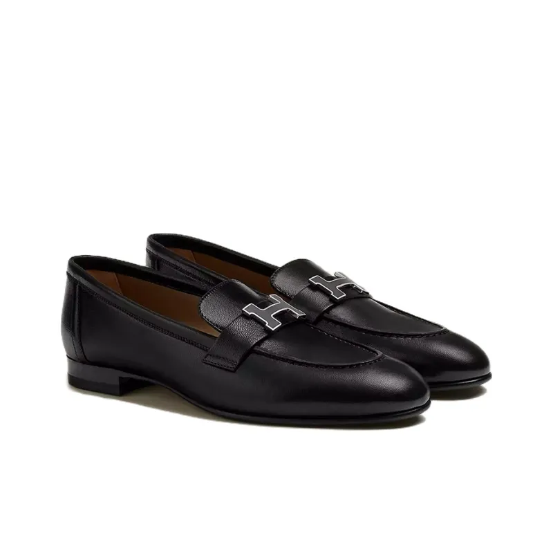 HERMES Paris Loafers Women's Black-2