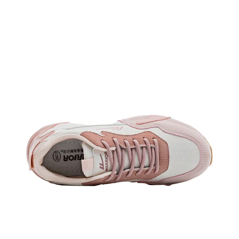 Warrior Lightweight Wear Resistant And Slip Resistant Low Top Chunky Sneakers Women's Beige Pink-2