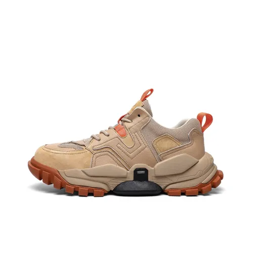 Jeep Chunky Sneakers Men Low-Top Apricot Cream