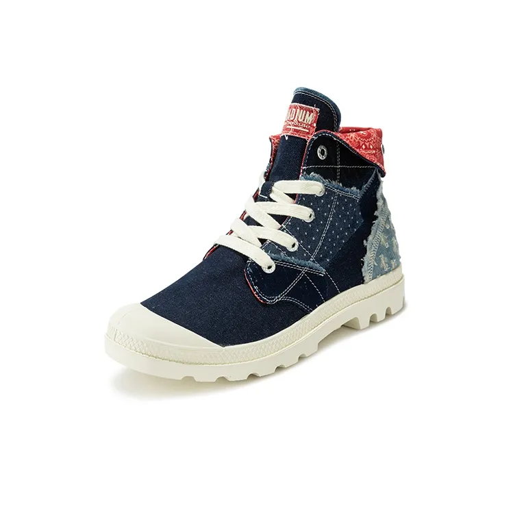 Palladium Pampa Street Dance Collection Anti Slip And Wear Resistant Breathable High Top Canvas Shoes Unisex Dark Blue-1