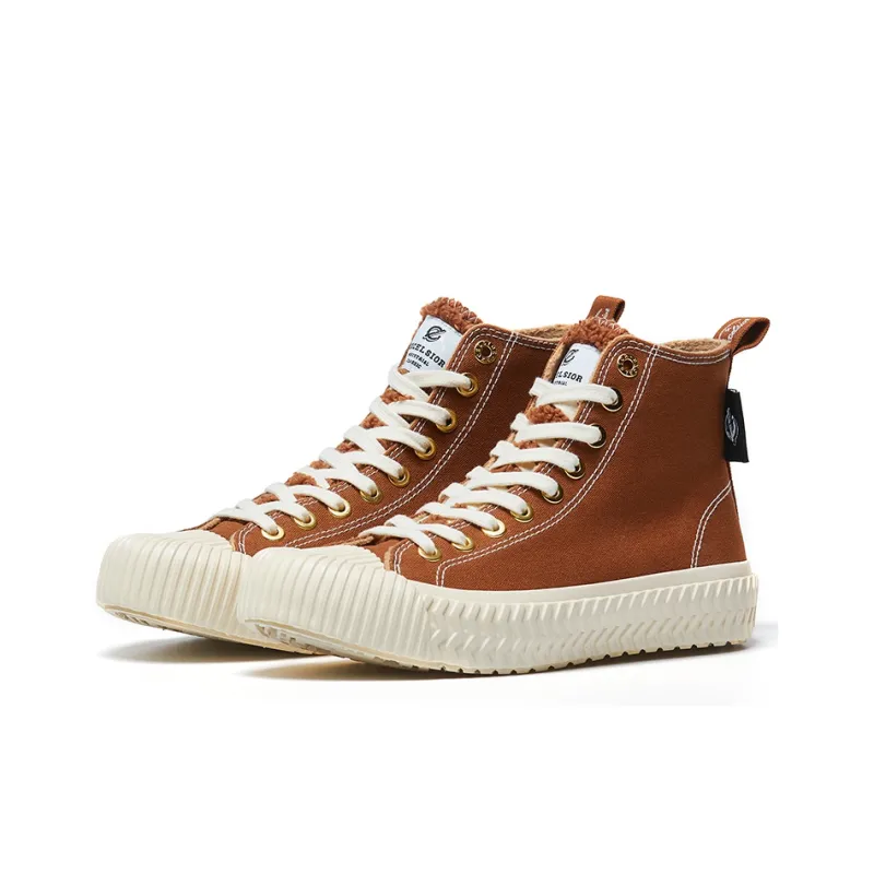 Excelsior Canvas Shoes Unisex High Top Amber Brown-1