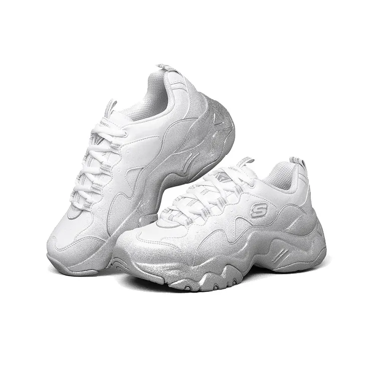 Skechers D Lites 3.0 Low Top Sneakers White/Silver Women's-2