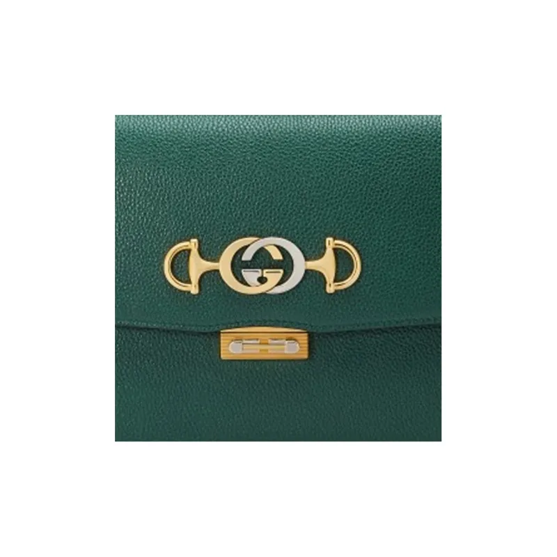 GUCCI Zumi Grained Leather Shoulder Bag Crossbody Bag Small Size Women's Dark Green-7