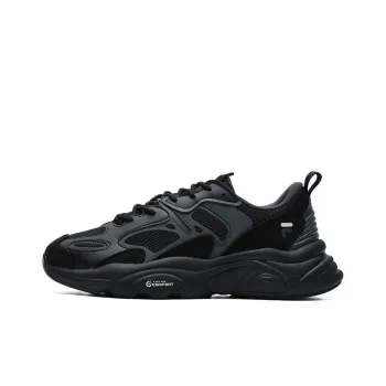 FILA Mars 2 Cushioning Anti Slip Wear Resistant Breathability Low Top Chunky Sneakers Men's Black Gray
