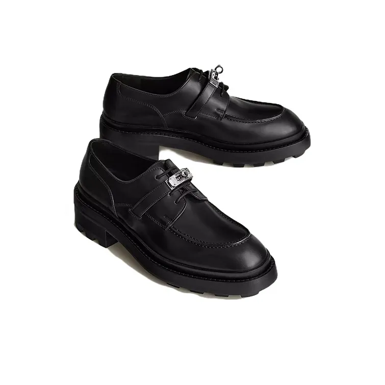 HERMES First Casual Single Shoes Women's Black-3