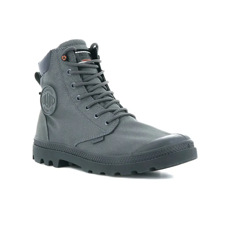 Palladium Pampa Sc Recycle WP+N Anti-Slip And Wear-Resistant Water-Resistant High-Top Canvas Shoes Unisex Gray-2
