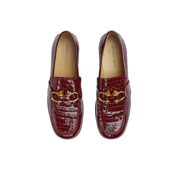 Bottega Veneta Embossed Glossy Loafers Women's-2