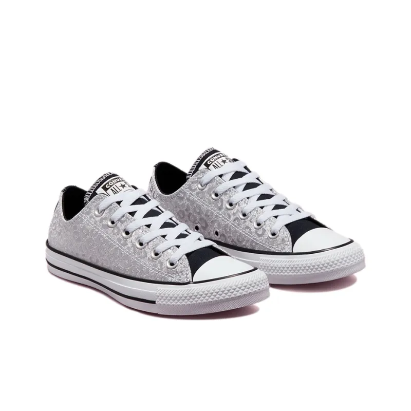 Converse Women's Chuck Taylor All Star Low 'Glitter Leopard Spots Silver' Women's-2