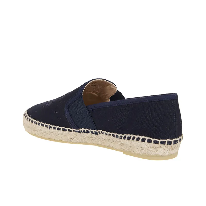 KENZO Cotton Embroidered Tiger Head Slip-on Espadrilles Women's Marine Blue-3